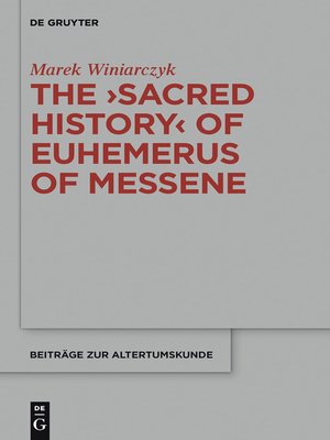 cover image of The "Sacred History" of Euhemerus of Messene